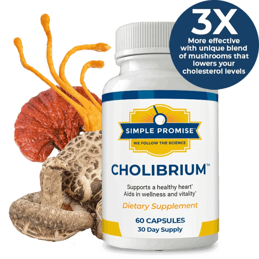 Cholibrium 10-mushroom heart health supplement bottle
